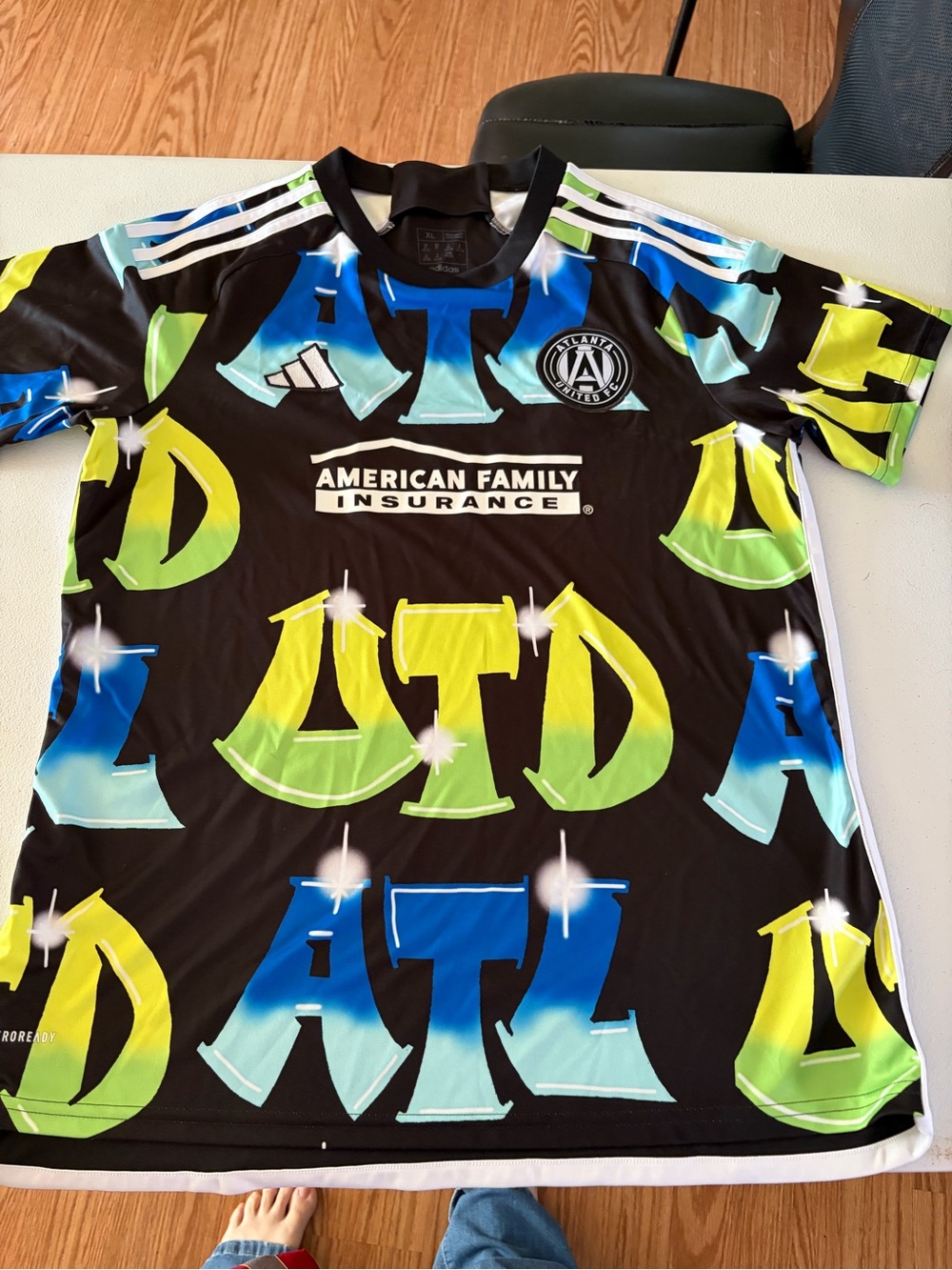 adidas Black Jersey with Blue and Neon Green ATL Graphics